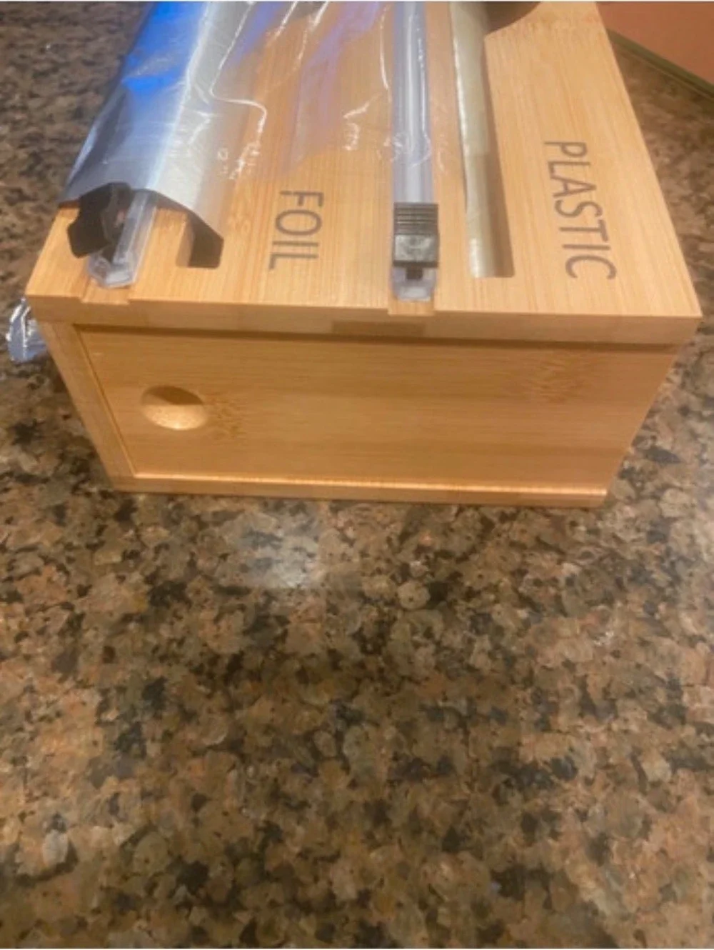 3Rillis Bamboo Wrap Organizer 2-in-1 Plastic and Foil Wrap Dispenser